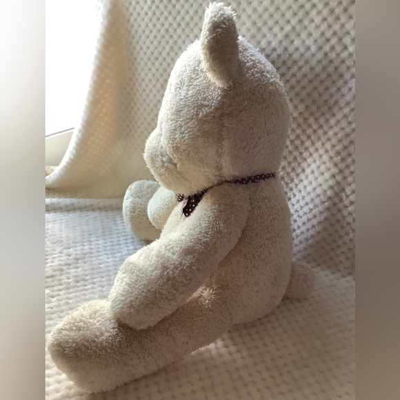 Carters Large 15 inch Sitting Plush Bear Stuffed Animal Toy Brown Polka Dot Bow - Picture 5 of 16